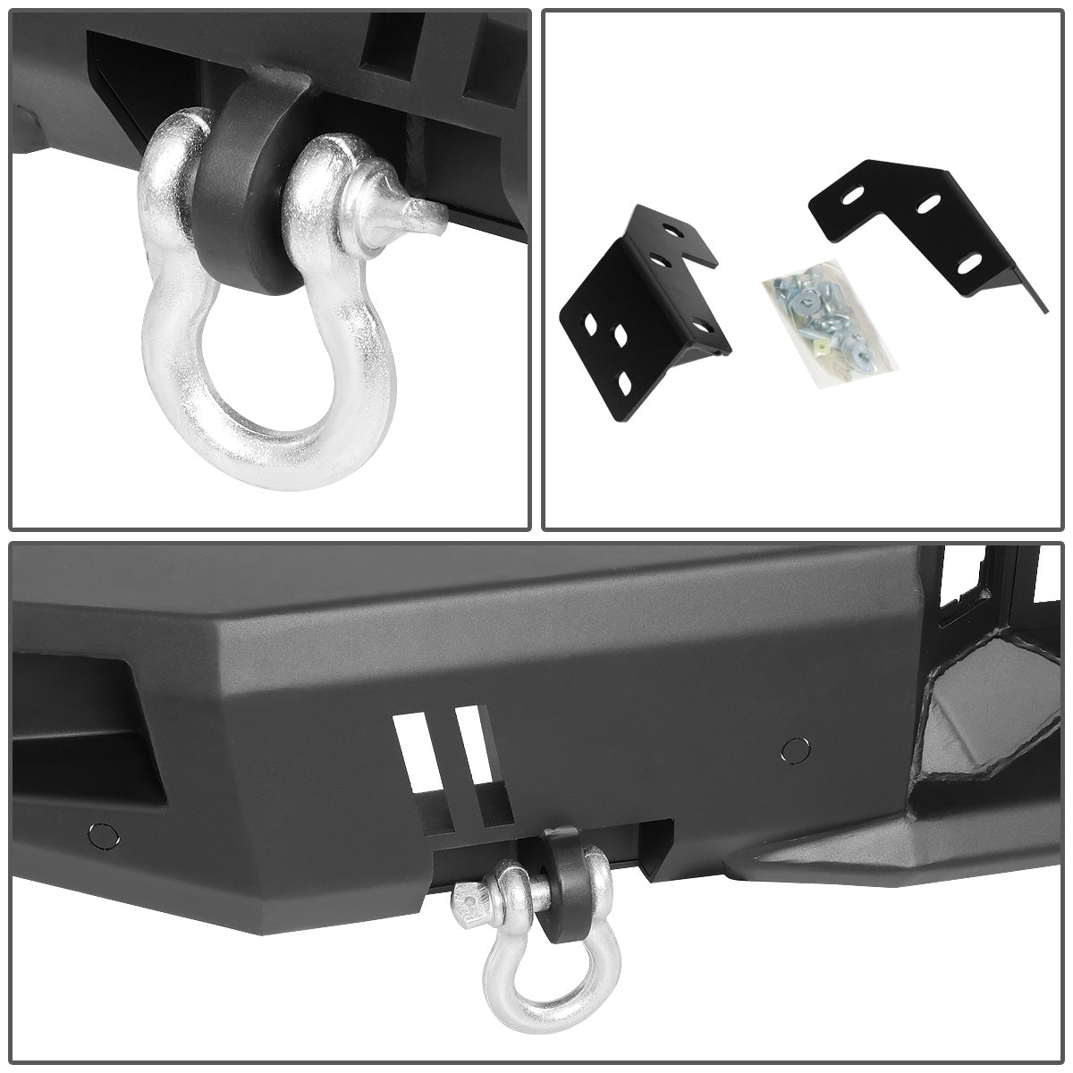DEFENSA TRASERA OFF ROAD 15-19 FORD F-150 - W/ D-RING SHACKLES - BLACK