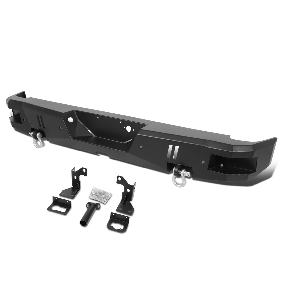 DEFENSA TRASERA OFF ROAD 14-18 CHEVY SILVERADO 1500, GMC SIERRA 1500 - W/ D-RING SHACKLES - BLACK