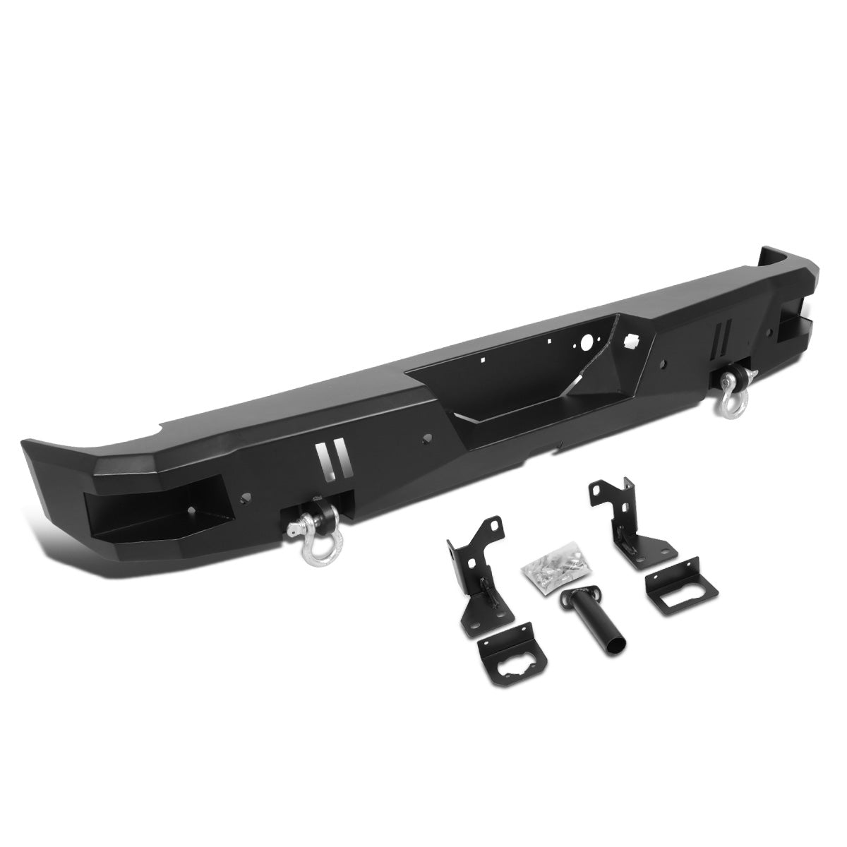 DEFENSA TRASERA OFF ROAD 14-18 CHEVY SILVERADO 1500, GMC SIERRA 1500 - W/ D-RING SHACKLES - BLACK