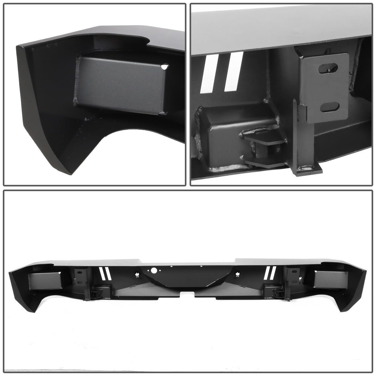 DEFENSA TRASERA OFF ROAD 14-18 CHEVY SILVERADO 1500, GMC SIERRA 1500 - W/ D-RING SHACKLES - BLACK