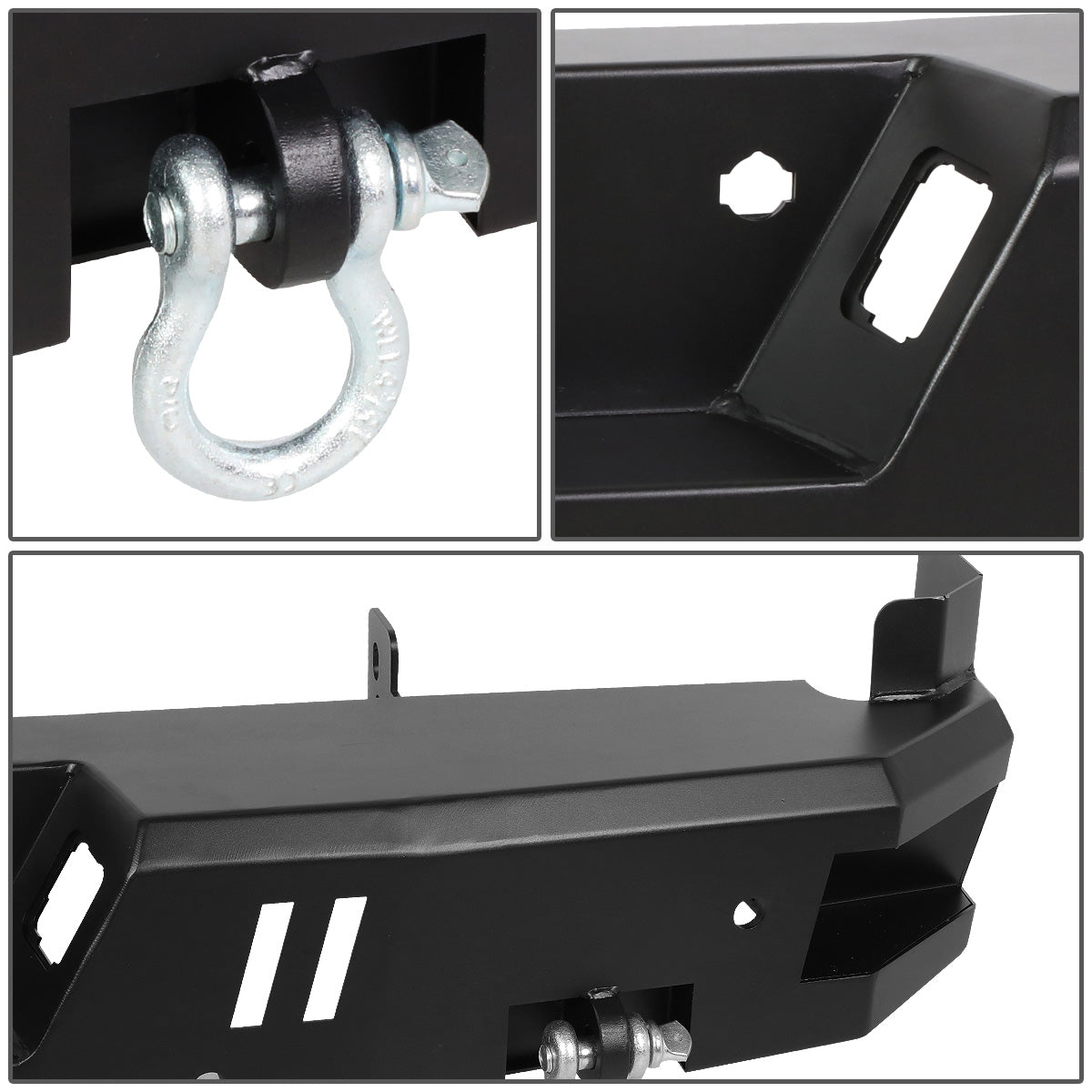 DEFENSA TRASERA OFF ROAD 17-20 FORD F-250, F-350 SUPER DUTY - W/ D-RING SHACKLES - BLACK