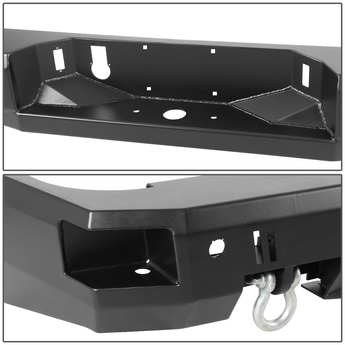 DEFENSA TRASERA OFF ROAD 10-19 DODGE RAM 2500, 3500 - W/ D-RING SHACKLES - BLACK