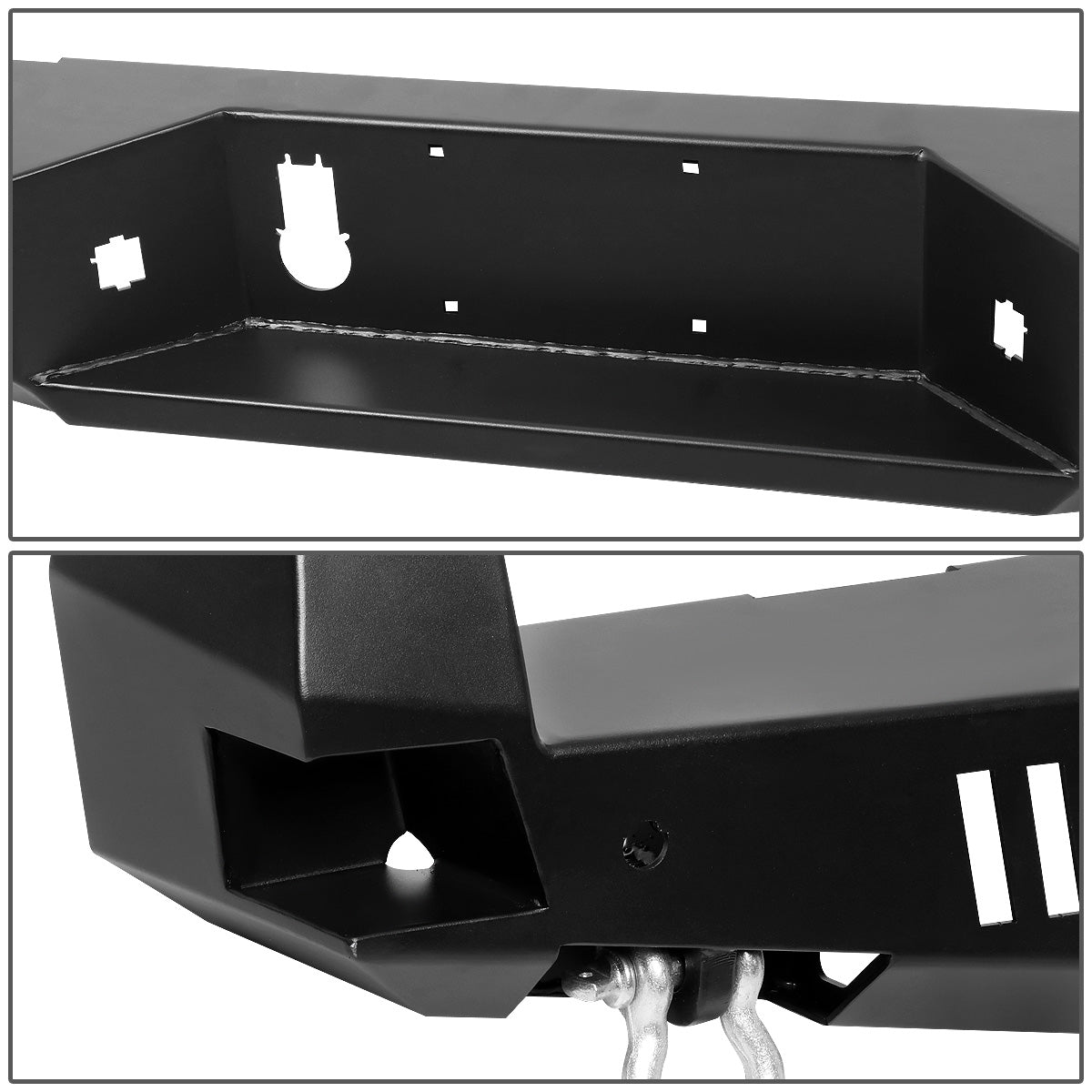 DEFENSA TRASERA OFF ROAD 16-20 TOYOTA TACOMA - W/ D-RING SHACKLES - BLACK