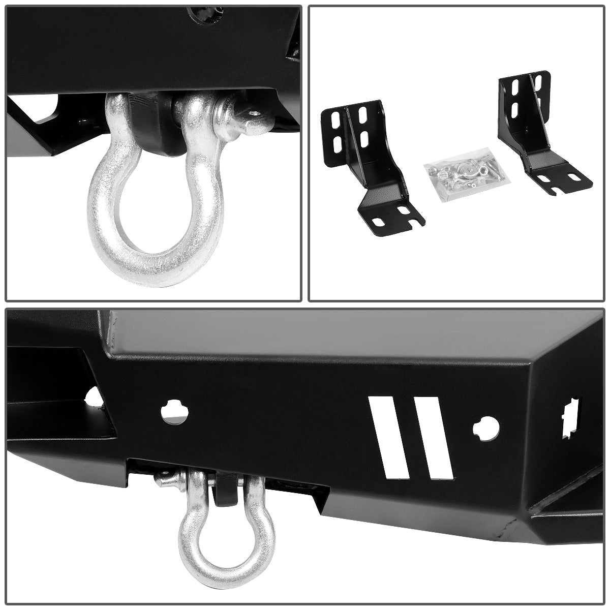 DEFENSA TRASERA OFF ROAD 16-20 TOYOTA TACOMA - W/ D-RING SHACKLES - BLACK