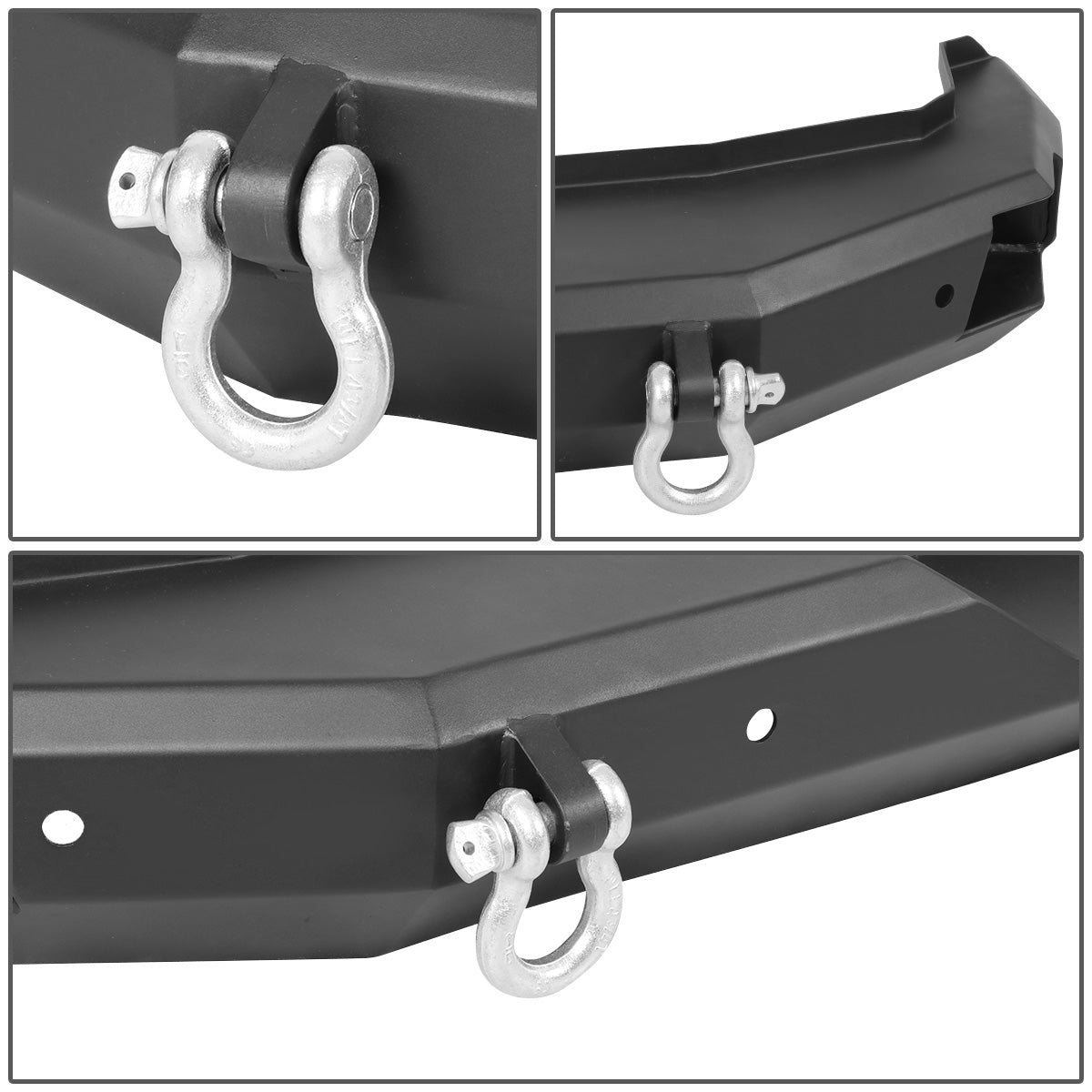 DEFENSA TRASERA OFF ROAD 18-19 JEEP WRANGLER JL - W/ D-RING SHACKLES - BLACK