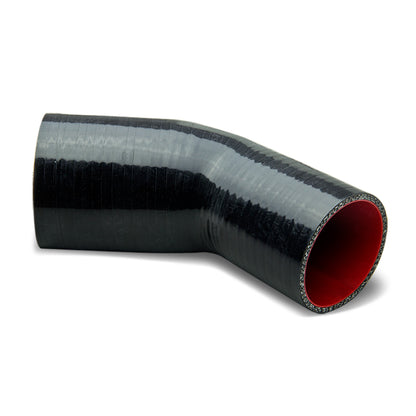 COPLE DE SILICON 3-PLY - 2.50" TO 3.00" REDUCER W/ 45 DEGREE - BLACK / RED - RM7-3