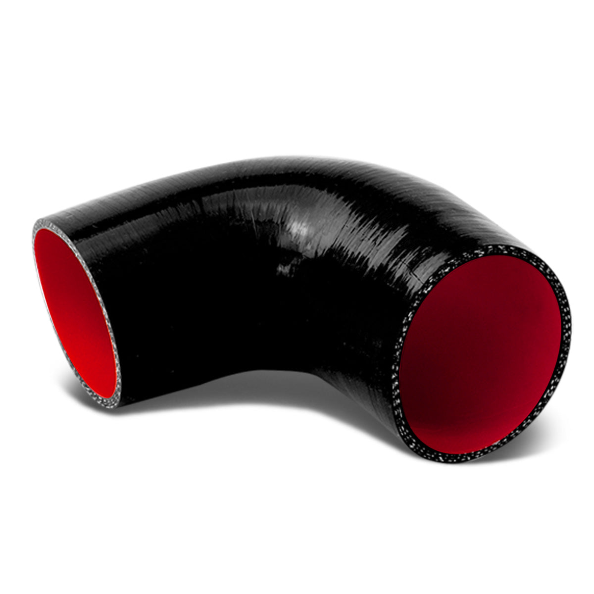 COPLE DE SILICON 3-PLY - 2.75" TO 3.00" REDUCER W/ 90 DEGREE - BLACK / RED - RM4-1 / RM4-3