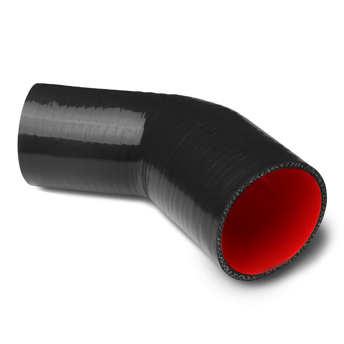 COPLE DE SILICON 3-PLY - 3.00" TO 3.50" REDUCER W/ 90 DEGREE - BLACK / RED - RM7-4