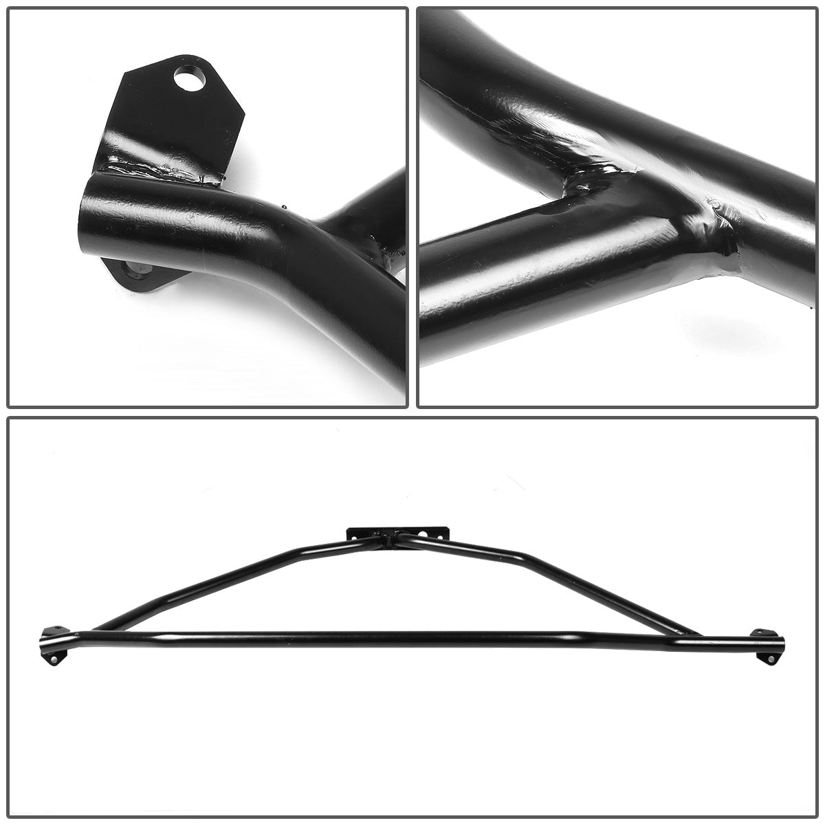 STRUT BAR FRONT UPPER STRUT TOWER BRACE - CHROMOLY - 86-93 FORD MUSTANG GT / LX - BLACK