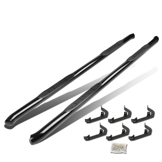 ESTRIBOS 3" - ROUND - 45 DEG - 07-16 CHEVY SILVERADO / GMC SIERRA HD - CREW CAB - BLACK