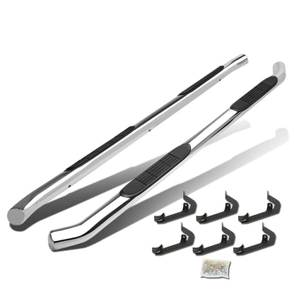 ESTRIBOS 3" - ROUND - 45 DEG - 07-16 CHEVY SILVERADO / GMC SIERRA HD - CREW CAB - SILVER