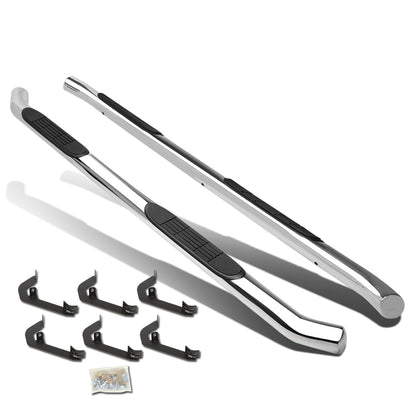 ESTRIBOS 3" - ROUND - 45 DEG - 07-16 CHEVY SILVERADO / GMC SIERRA HD - CREW CAB - SILVER