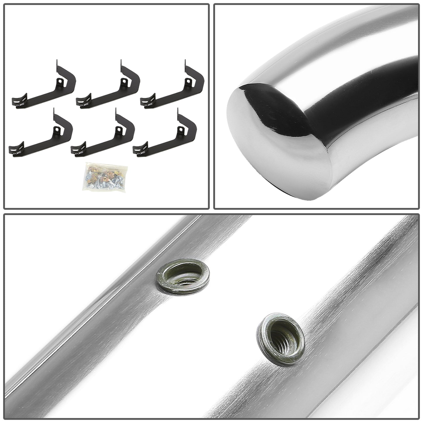 ESTRIBOS 3" - ROUND - 45 DEG - 07-16 CHEVY SILVERADO / GMC SIERRA HD - CREW CAB - SILVER