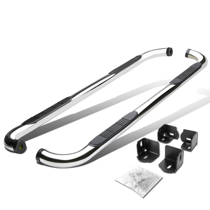 ESTRIBOS 3" - ROUND - 90 DEG - 04-12 CHEVY COLORADO, GMC CANYON / 06-08 ISUZU I-SERIES PICKUP - EXTENDED CAB - SILVER