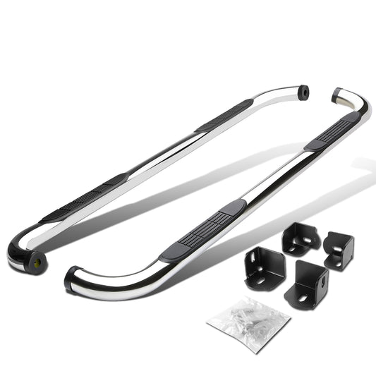 ESTRIBOS 3" - ROUND - 90 DEG - 04-12 CHEVY COLORADO, GMC CANYON / 06-08 ISUZU I-SERIES PICKUP - EXTENDED CAB - SILVER