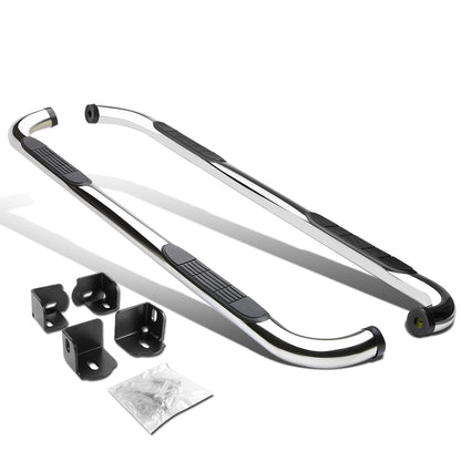 ESTRIBOS 3" - ROUND - 90 DEG - 04-12 CHEVY COLORADO, GMC CANYON / 06-08 ISUZU I-SERIES PICKUP - EXTENDED CAB - SILVER