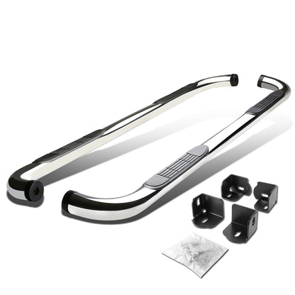 ESTRIBOS 3" - ROUND - 90 DEG - 04-12 CHEVY COLORADO, GMC CANYON / 06-08 ISUZU I-SERIES PICKUP - EXTENDED CAB - SILVER