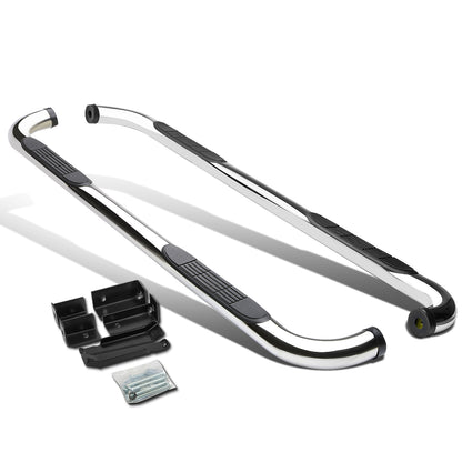 ESTRIBOS 3" - ROUND - 90 DEG - 99-16 CHEVY SILVERADO, GMC SIERRA - EXTENDED CAB - SILVER