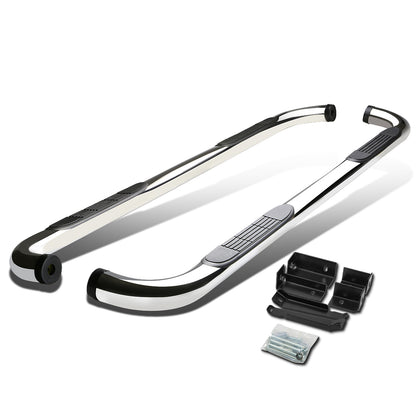 ESTRIBOS 3" - ROUND - 90 DEG - 99-16 CHEVY SILVERADO, GMC SIERRA - EXTENDED CAB - SILVER