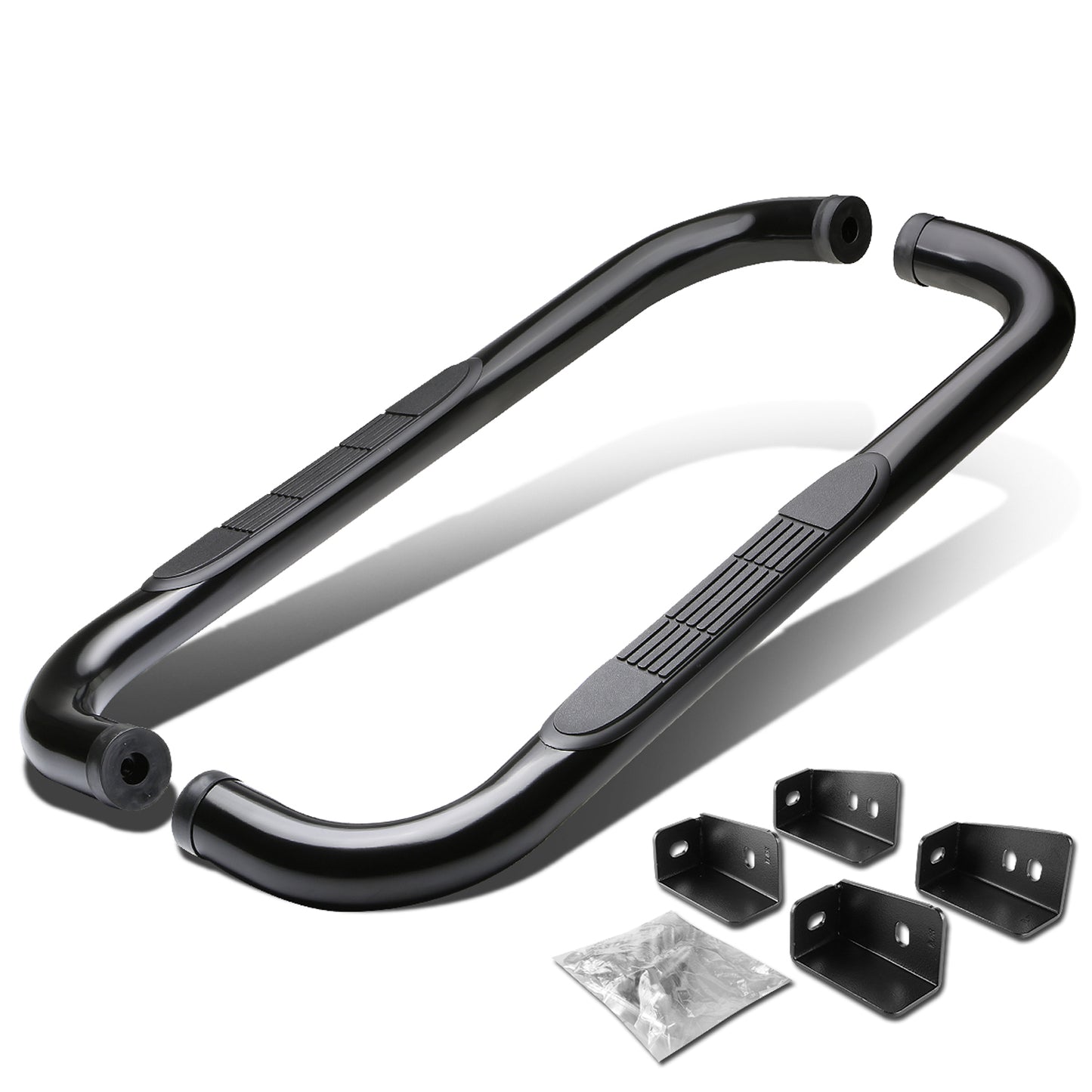 ESTRIBOS 3" - ROUND - 90 DEG - 99-16 CHEVY SILVERADO, GMC SIERRA - STANDARD CAB - BLACK
