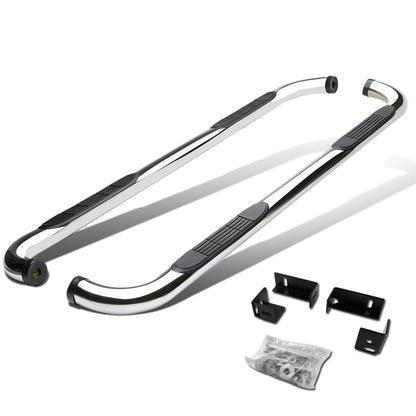 ESTRIBOS 3" - ROUND - 90 DEG - 04-14 CHEVY COLORADO / 04-12 GMC CANYON - CREW CAB - SILVER