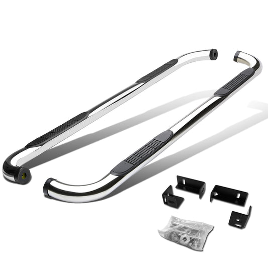 ESTRIBOS 3" - ROUND - 90 DEG - 04-14 CHEVY COLORADO / 04-12 GMC CANYON - CREW CAB - SILVER
