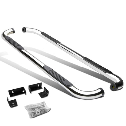 ESTRIBOS 3" - ROUND - 90 DEG - 04-14 CHEVY COLORADO / 04-12 GMC CANYON - CREW CAB - SILVER