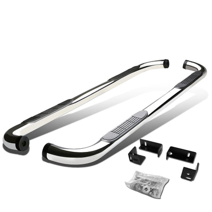 ESTRIBOS 3" - ROUND - 90 DEG - 04-14 CHEVY COLORADO / 04-12 GMC CANYON - CREW CAB - SILVER
