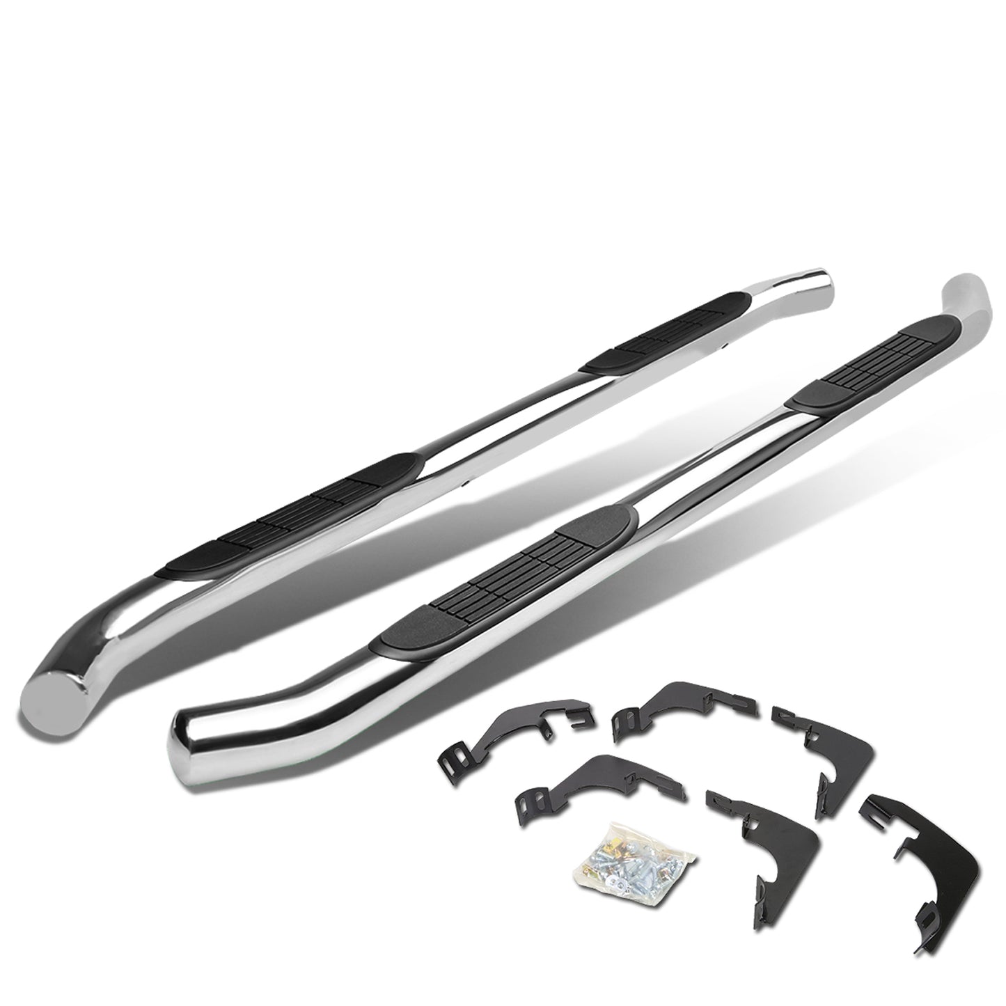 ESTRIBOS 3" - ROUND - 45 DEG - 15-24 CHEVROLET COLORADO, GMC CANYON - CREW CAB - SILVER