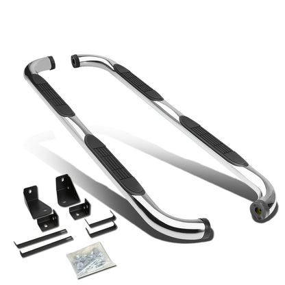 ESTRIBOS 3" - ROUND - 90 DEG - 05-10 DODGE DAKOTA / 2011 RAM DAKOTA - QUAD CAB - SILVER