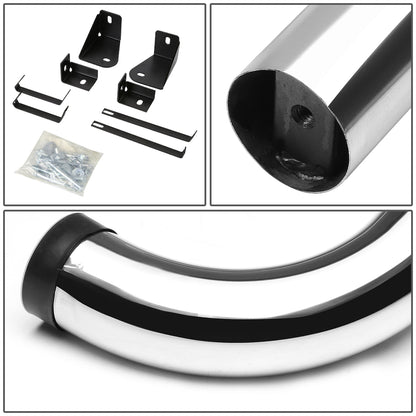 ESTRIBOS 3" - ROUND - 90 DEG - 05-10 DODGE DAKOTA / 2011 RAM DAKOTA - QUAD CAB - SILVER