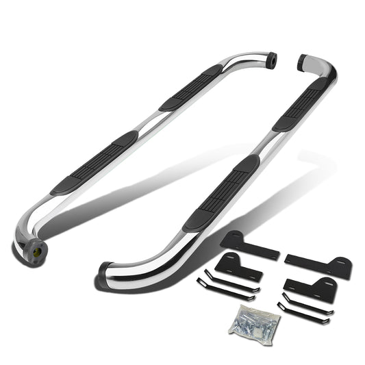 ESTRIBOS 3" - ROUND - 90 DEG - 06-08 DODGE RAM 1500 / 06-09 DODGE RAM 2500, 3500 - MEGA CAB - SILVER