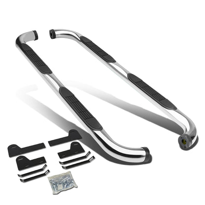 ESTRIBOS 3" - ROUND - 90 DEG - 06-08 DODGE RAM 1500 / 06-09 DODGE RAM 2500, 3500 - MEGA CAB - SILVER