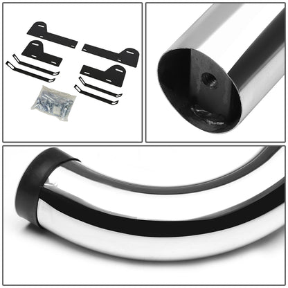 ESTRIBOS 3" - ROUND - 90 DEG - 06-08 DODGE RAM 1500 / 06-09 DODGE RAM 2500, 3500 - MEGA CAB - SILVER