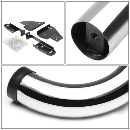 ESTRIBOS 3" - ROUND - 90 DEG - 09-10 RAM 1500 / 2010 DODGE RAM 2500, 3500 / 11-15 RAM 1500, 2500, 3500 - REGULAR CAB - SILVER