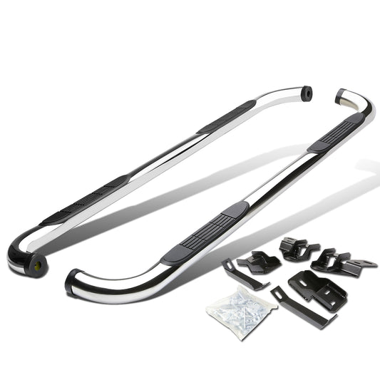 ESTRIBOS 3" - ROUND - 90 DEG - 09-10 RAM 1500 / 2010 DODGE RAM 2500, 3500 / 11-15 RAM 1500, 2500, 3500 - QUAD CAB - SILVER