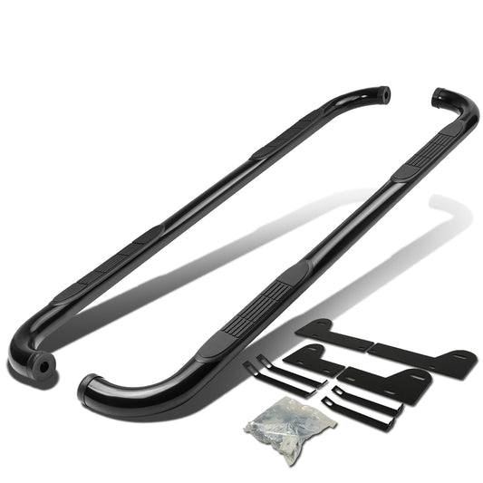 ESTRIBOS 3" - ROUND - 90 DEG - 02-08 DODGE RAM 1500 / 03-08 DODGE RAM 2500, 3500 - QUAD CAB - BLACK