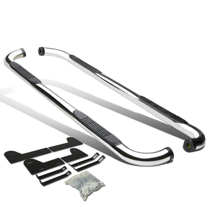 ESTRIBOS 3" - ROUND - 90 DEG - 02-08 DODGE RAM 1500 / 03-08 DODGE RAM 2500, 3500 - QUAD CAB - SILVER