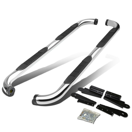 ESTRIBOS 3" - ROUND - 90 DEG - 04-08 FORD F-150 / 06-08 LINCOLN MARK LT - SUPER CREW - SILVER