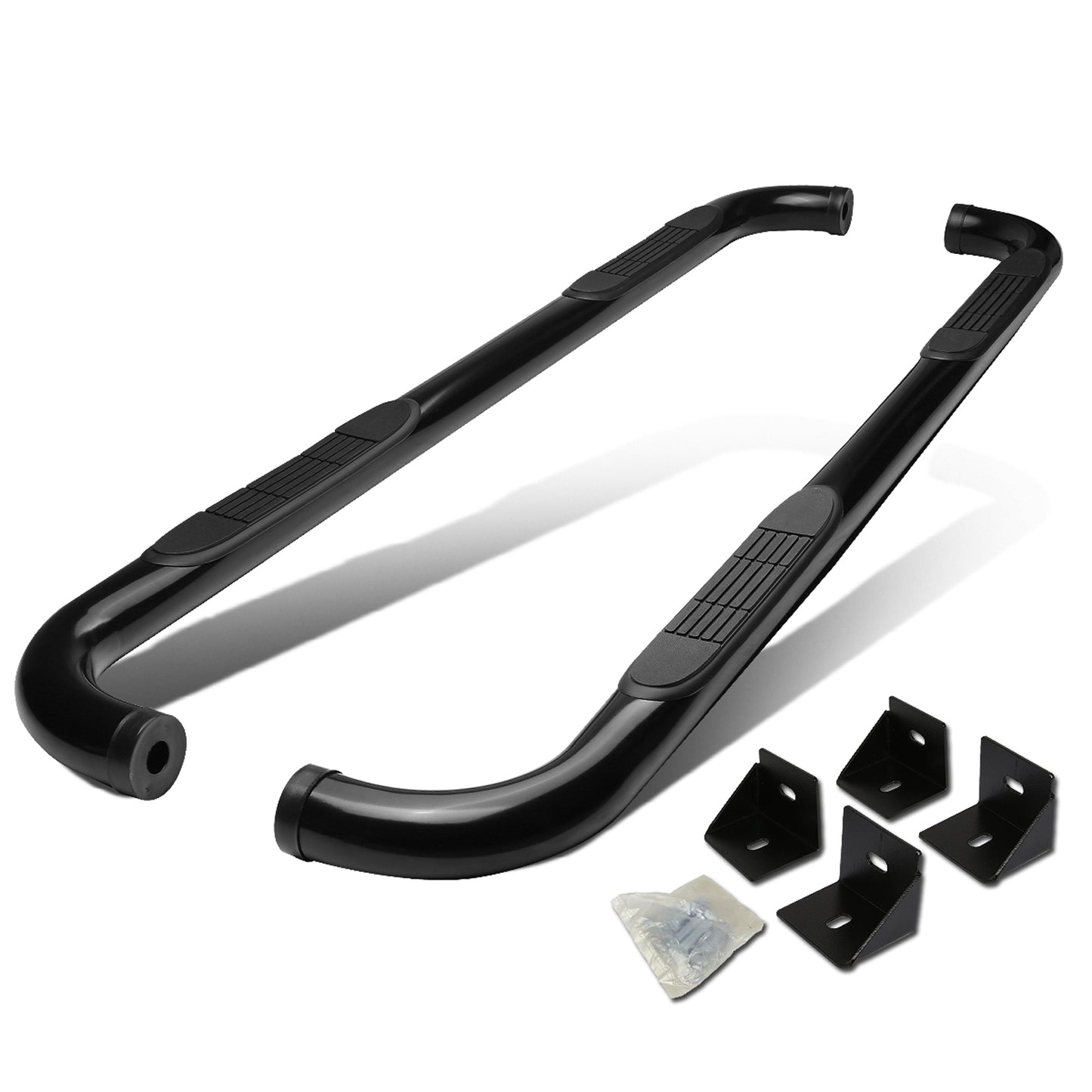 ESTRIBOS 3" - ROUND - 90 DEG - 07-16 JEEP WRANGLER 4-DOOR - BLACK