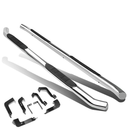 ESTRIBOS 3" - ROUND - 90 DEG - 99-15 CHEVY SILVERADO CREW CAB - SILVER