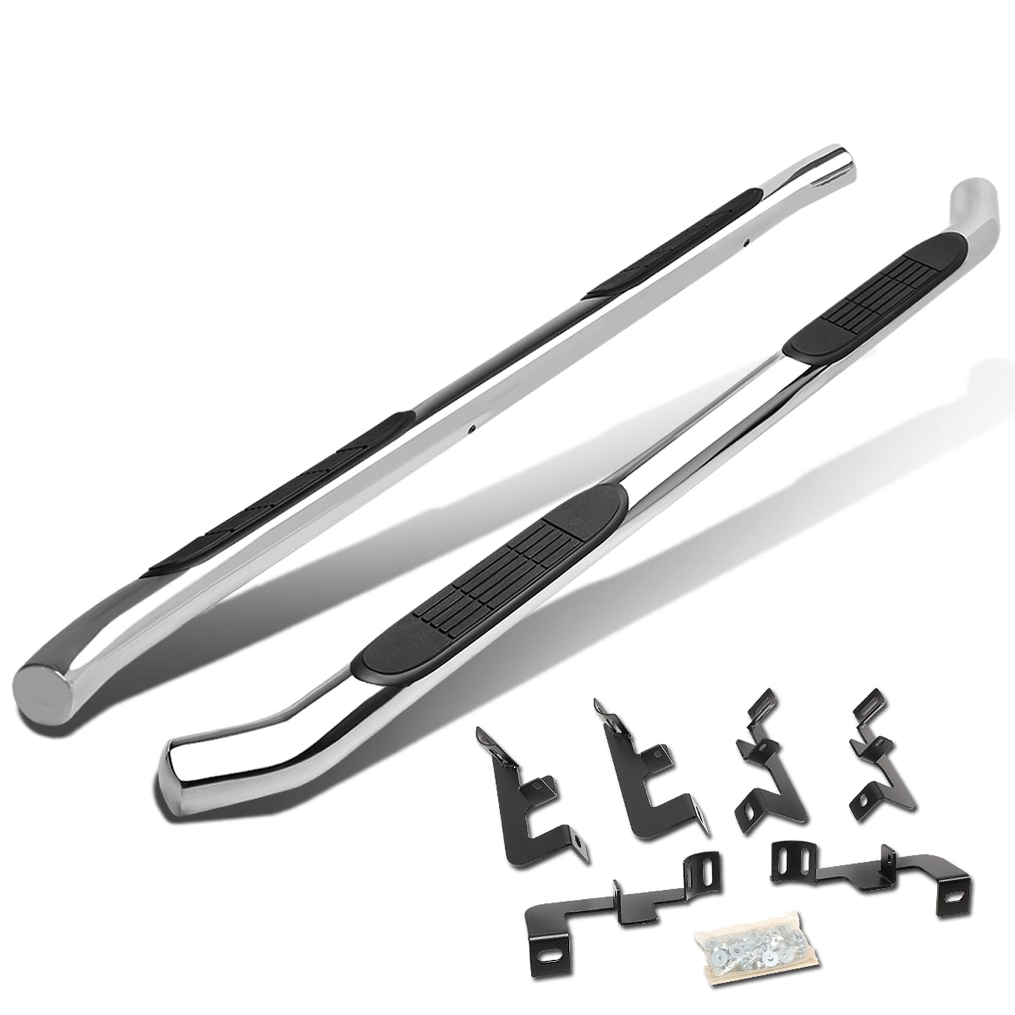 ESTRIBOS 3" - ROUND - STRAIGHT - 18-20 JEEP WRANGLER JL 4DR - SILVER