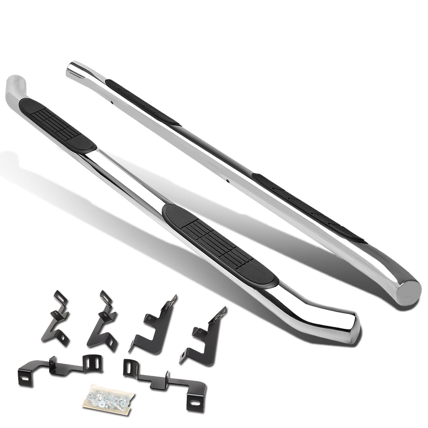 ESTRIBOS 3" - ROUND - STRAIGHT - 18-20 JEEP WRANGLER JL 4DR - SILVER