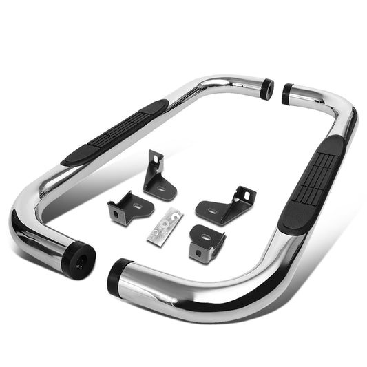 ESTRIBOS 3" - ROUND - 90 DEG - 19-20 CHEVY SILVERADO - REGULAR CAB - SILVER