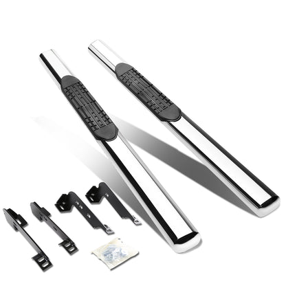 ESTRIBOS 4" - OVAL - STRAIGHT - 99-13 CHEVY SILVERADO 1500, GMC SIERRA 1500 / 99-14 CHEVY SILVERADO 2500, SILVERADO 3500, GMC SIERRA 2500, SIERRA 3500 - REGULAR CAB - SILVER