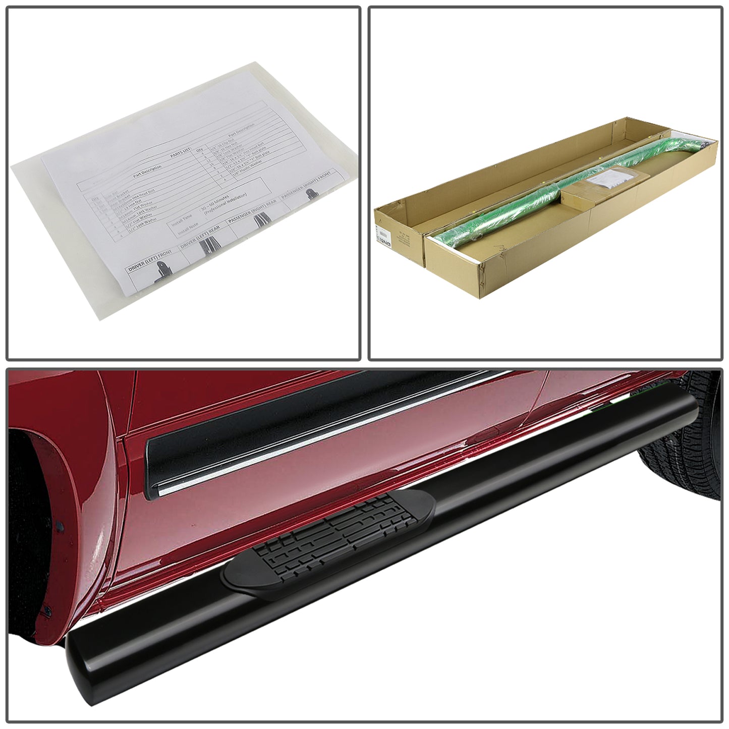 ESTRIBOS 4" - OVAL - STRAIGHT - 02-08 DODGE RAM 1500 / 03-09 DODGE RAM 2500, 3500 - REGULAR CAB - BLACK