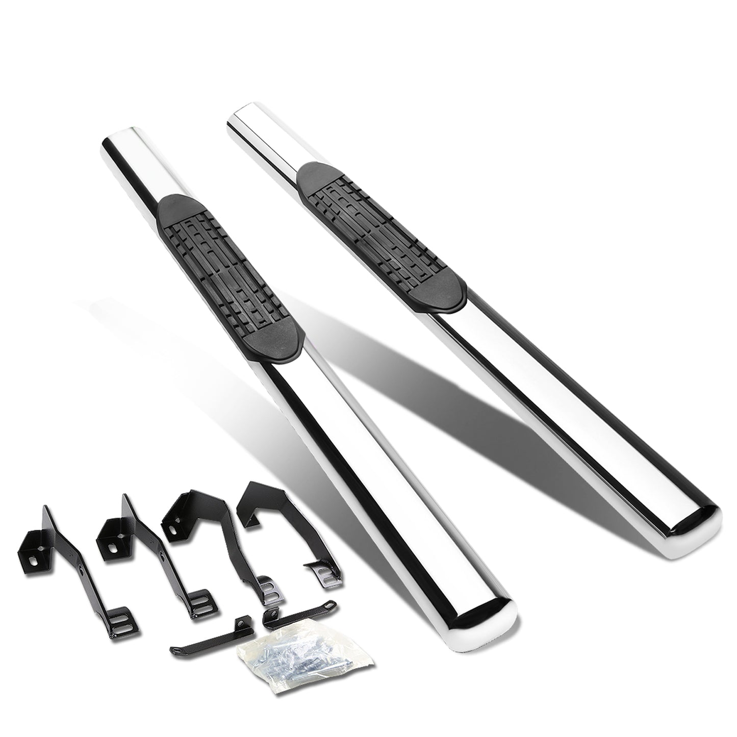 ESTRIBOS 4" - OVAL - STRAIGHT - 02-08 DODGE RAM 1500 / 03-09 DODGE RAM 2500, 3500 - REGULAR CAB - SILVER