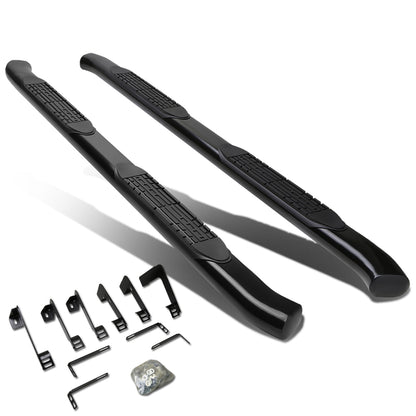 ESTRIBOS 4" - OVAL - 45 DEG - 99-16 CHEVY SILVERADO 1500, 2500, 3500 - EXTENDED CAB - BLACK