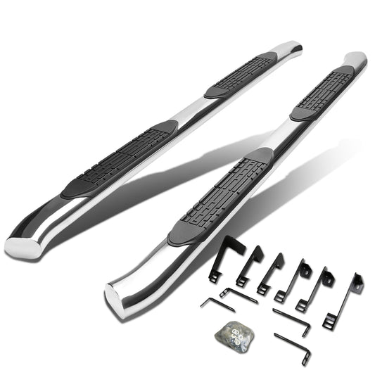 ESTRIBOS 4" - OVAL - 45 DEG - 99-16 CHEVY SILVERADO 1500, 2500, 3500 - EXTENDED CAB - SILVER