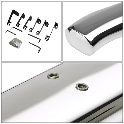 ESTRIBOS 4" - OVAL - 45 DEG - 99-16 CHEVY SILVERADO 1500, 2500, 3500 - EXTENDED CAB - SILVER